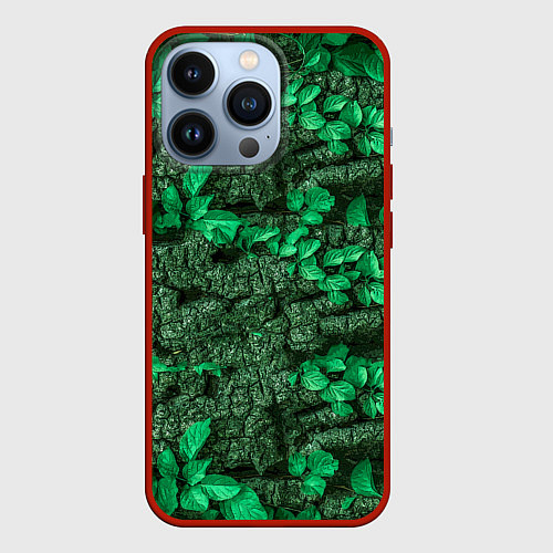 Чехол iPhone 13 Pro Текстура листвы / 3D-Красный – фото 1