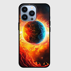 Чехол для iPhone 13 Pro Планета в огненном космосе, цвет: 3D-черный