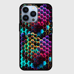 Чехол для iPhone 13 Pro Неон и соты, цвет: 3D-черный