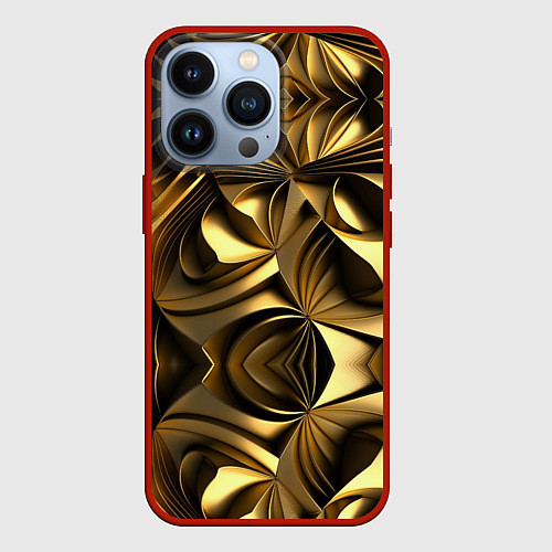 Чехол iPhone 13 Pro Золотой калейдоскоп / 3D-Красный – фото 1