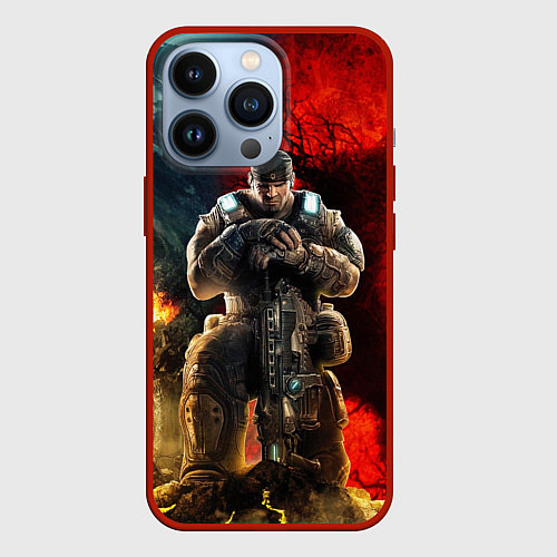 Чехол iPhone 13 Pro Gears of War Маркус Феникс / 3D-Красный – фото 1