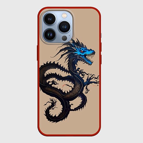 Чехол iPhone 13 Pro Irezumi - японский дракон / 3D-Красный – фото 1