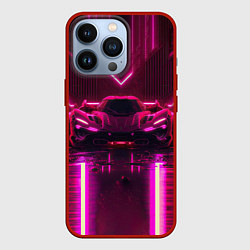 Чехол для iPhone 13 Pro Неоновый спорткар, цвет: 3D-красный