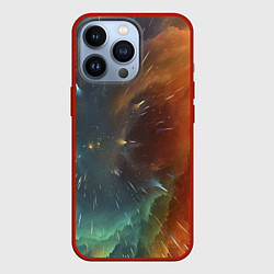 Чехол для iPhone 13 Pro Космический снегопад, цвет: 3D-красный