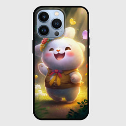 Чехол для iPhone 13 Pro Счастливый мультяшный заяц, цвет: 3D-черный
