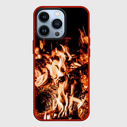 Чехол для iPhone 13 Pro Огонь-пламя, цвет: 3D-красный