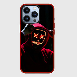 Чехол для iPhone 13 Pro Красно-оранжевый неоновый анонимус, цвет: 3D-красный