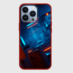 Чехол для iPhone 13 Pro Туннель из кубов, цвет: 3D-красный