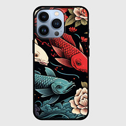 Чехол для iPhone 13 Pro Узор с японскими карпами кои, цвет: 3D-черный