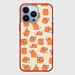 Чехол для iPhone 13 Pro Человек-бензопила - Почита и хлебушек, цвет: 3D-красный