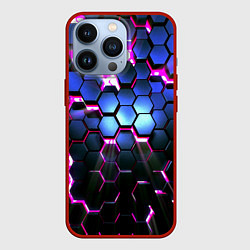 Чехол для iPhone 13 Pro Неоновые стильные соты, цвет: 3D-красный