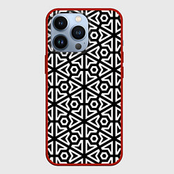 Чехол для iPhone 13 Pro Чёрный и белый ромбический паттерн, цвет: 3D-красный