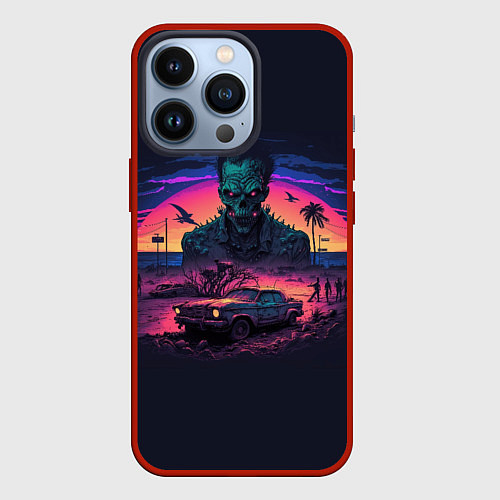 Чехол iPhone 13 Pro Zombie Retrowave / 3D-Красный – фото 1