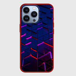 Чехол для iPhone 13 Pro Неоновые треугольники с подсветкой, цвет: 3D-красный