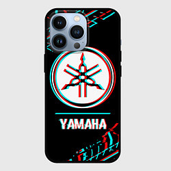 Чехол для iPhone 13 Pro Значок Yamaha в стиле glitch на темном фоне, цвет: 3D-черный