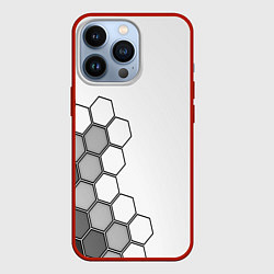 Чехол для iPhone 13 Pro Серые соты абстракция, цвет: 3D-красный