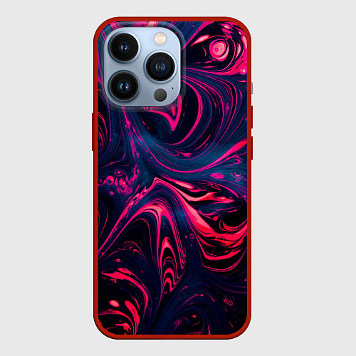 Чехол iPhone 13 Pro Неоновые краски во тьме / 3D-Красный – фото 1
