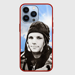 Чехол для iPhone 13 Pro Летчик космонавт Юра Гагарин, цвет: 3D-красный