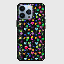 Чехол для iPhone 13 Pro В смайликах, цвет: 3D-черный