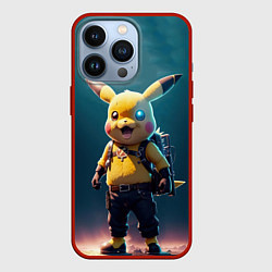 Чехол для iPhone 13 Pro Пикачу в стиле стимпанка нейросети, цвет: 3D-красный