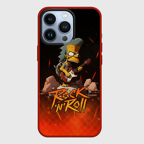 Чехол iPhone 13 Pro Rock n roll fire Simpsons / 3D-Красный – фото 1