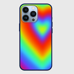 Чехол для iPhone 13 Pro Сердце - радужный градиент, цвет: 3D-тёмно-синий