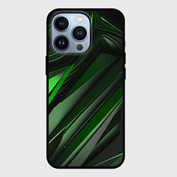 Чехол для iPhone 13 Pro Green black abstract, цвет: 3D-черный