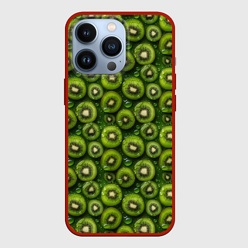 Чехол iPhone 13 Pro Сочная текстура из мелкого киви / 3D-Красный – фото 1