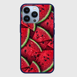 Чехол для iPhone 13 Pro Сочная текстура из долек арбуза, цвет: 3D-тёмно-синий