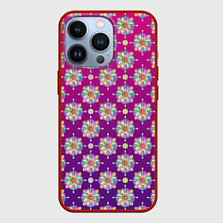 Чехол для iPhone 13 Pro Абстрактные разноцветные узоры на пурпурно-фиолето, цвет: 3D-красный
