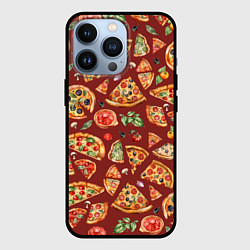 Чехол для iPhone 13 Pro Кусочки пиццы ассорти - акварельный паттерн, цвет: 3D-черный