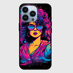 Чехол для iPhone 13 Pro Lady - retrowave style, цвет: 3D-черный
