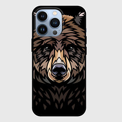 Чехол для iPhone 13 Pro Медведь в этническом стиле, цвет: 3D-черный