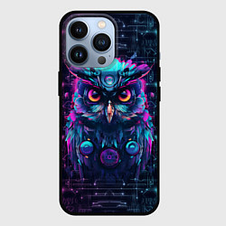 Чехол для iPhone 13 Pro Сова в стиле киберпанк, цвет: 3D-черный