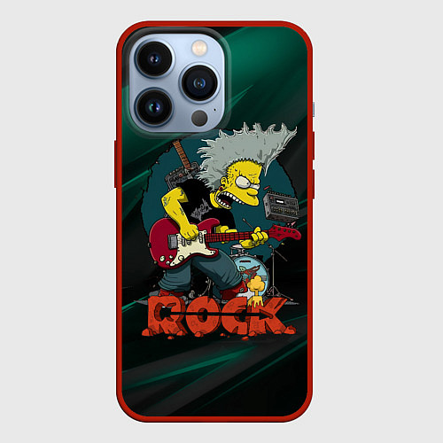 Чехол iPhone 13 Pro Rock music Simpsons / 3D-Красный – фото 1