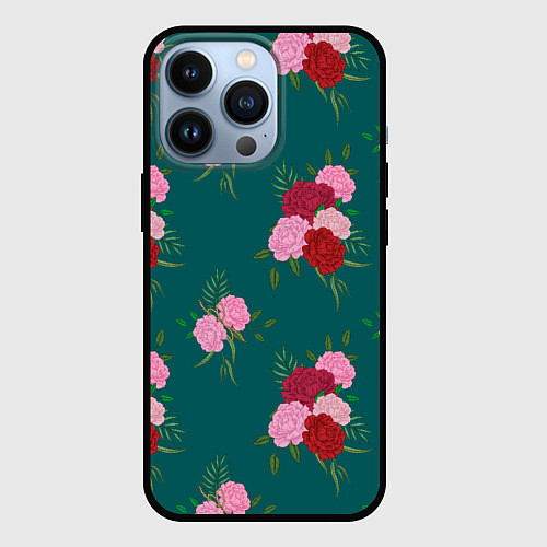 Чехол iPhone 13 Pro Винтажные розы на темном фоне / 3D-Черный – фото 1