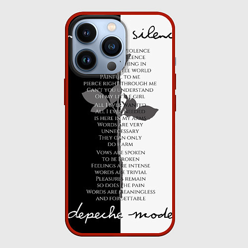 Чехол iPhone 13 Pro Depeche Mode - Enjoy the Silence lyrics black & wh / 3D-Красный – фото 1