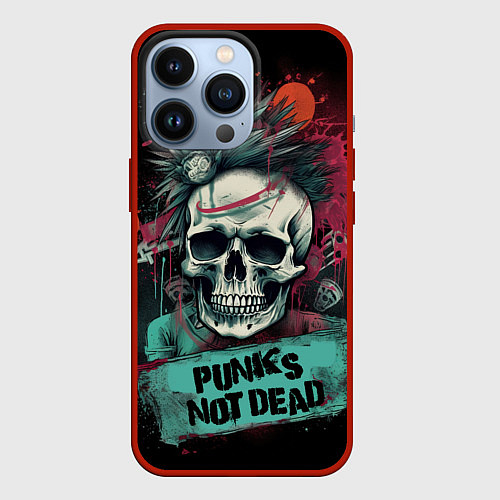 Чехол iPhone 13 Pro Punks not dead / 3D-Красный – фото 1