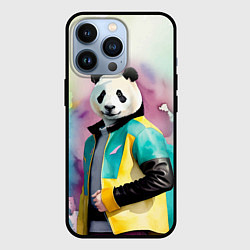 Чехол для iPhone 13 Pro Прикольный панда в модной куртке, цвет: 3D-черный