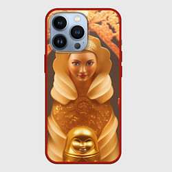 Чехол для iPhone 13 Pro Матрёшка 585 Гольд, цвет: 3D-красный