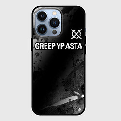 Чехол для iPhone 13 Pro CreepyPasta glitch на темном фоне: символ сверху, цвет: 3D-черный