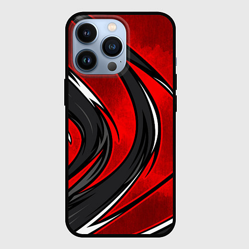 Чехол iPhone 13 Pro Органический разрыв - красный / 3D-Черный – фото 1