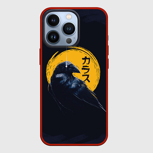Чехол iPhone 13 Pro Raven and moon / 3D-Красный – фото 1
