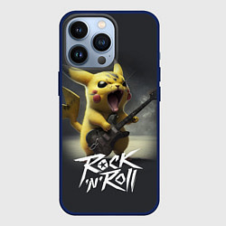 Чехол для iPhone 13 Pro Пикачу с электрогитарой, цвет: 3D-тёмно-синий