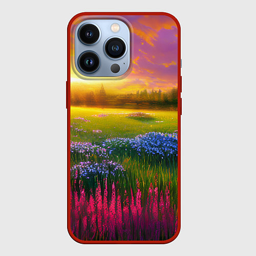 Чехол iPhone 13 Pro Летний закат / 3D-Красный – фото 1