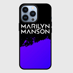 Чехол для iPhone 13 Pro Marilyn Manson purple grunge, цвет: 3D-черный