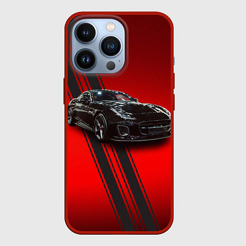 Чехол iPhone 13 Pro Английский спортивный автомобиль Jaguar / 3D-Красный – фото 1