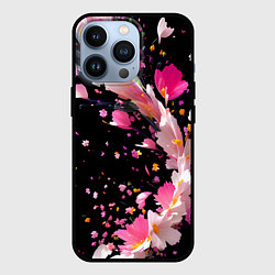 Чехол для iPhone 13 Pro Вихрь розовых лепестков, цвет: 3D-черный