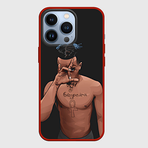 Чехол iPhone 13 Pro XXXTentacion арт / 3D-Красный – фото 1