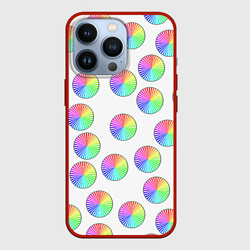 Чехол iPhone 13 Pro Круги с линиями, спектр / 3D-Красный – фото 1